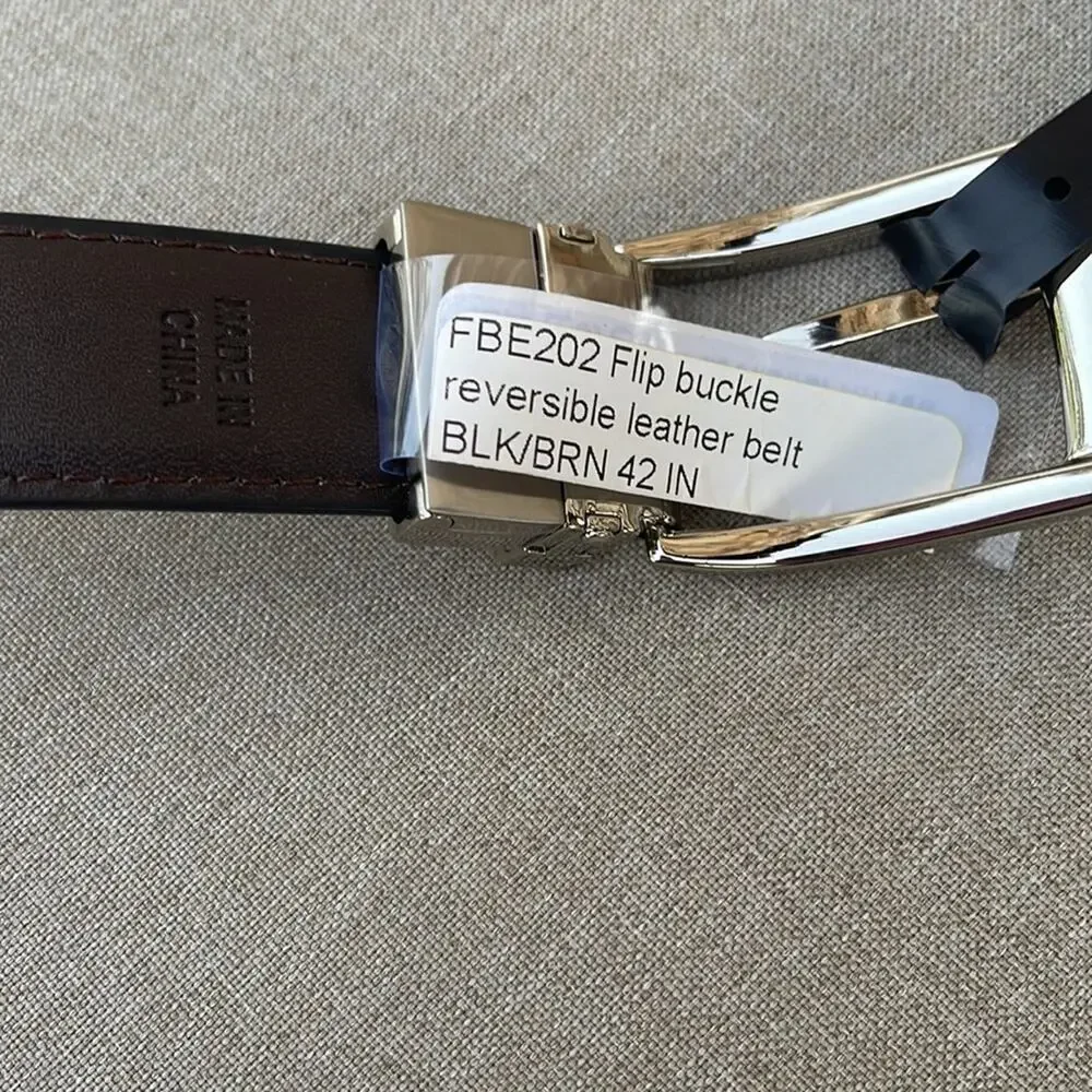 Black and brown leather belt reversible size 42